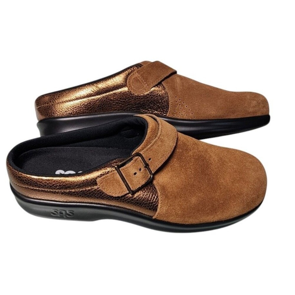 SAS Women's Clogs Turbinado Bronze Size 9 Leather Comfort Coolstep Footbed NWOT